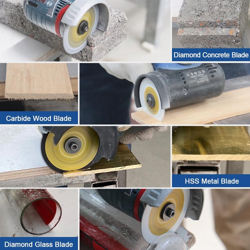HIGHDRIL 3" 75mm Circular Saw Blade Set 4pcs - Diamond/HSS/Carbide Cutting Disc for Angle Grinder Cutting Soft Metal Copper Aluminum Granite Tile Marble Granite Plastic Wood Glass - Image 5